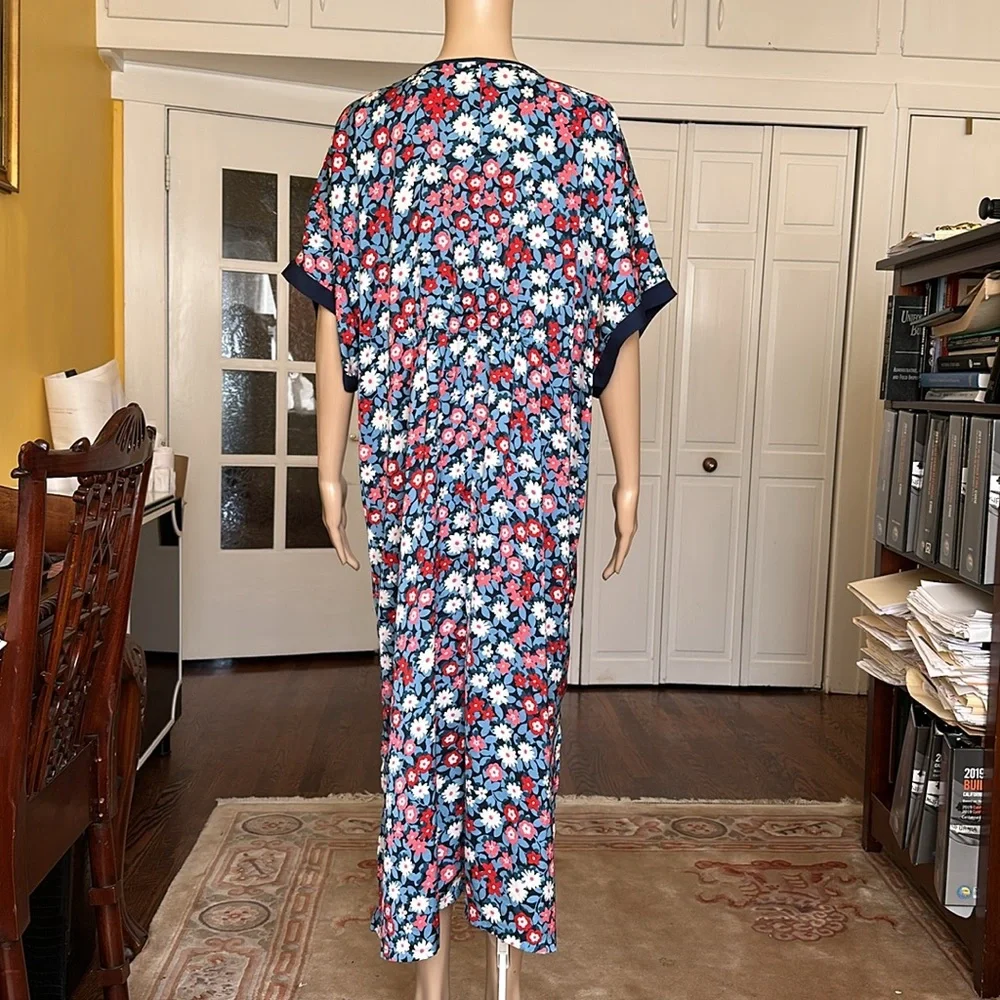 Kate Spade Daisy Shadows Caftan Dress in Blue Oversized Size M